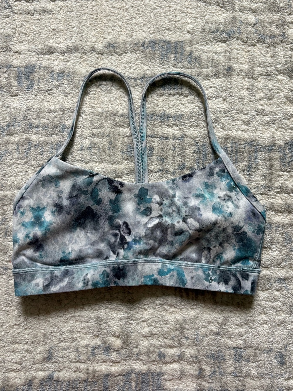 lululemon athletica Gray and Teal Floral Sports Bralette